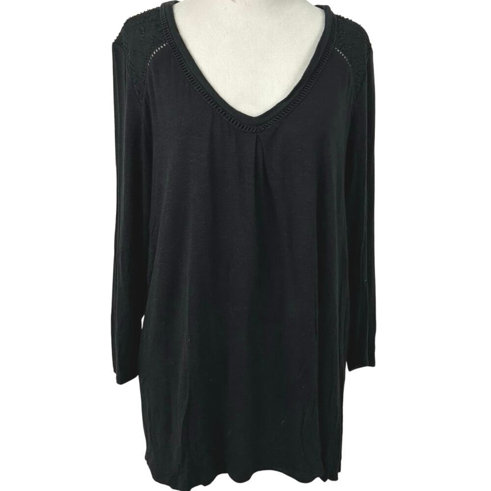 Dolan Anthropologie Black V Neck Tee Minimalist Casual Women Large